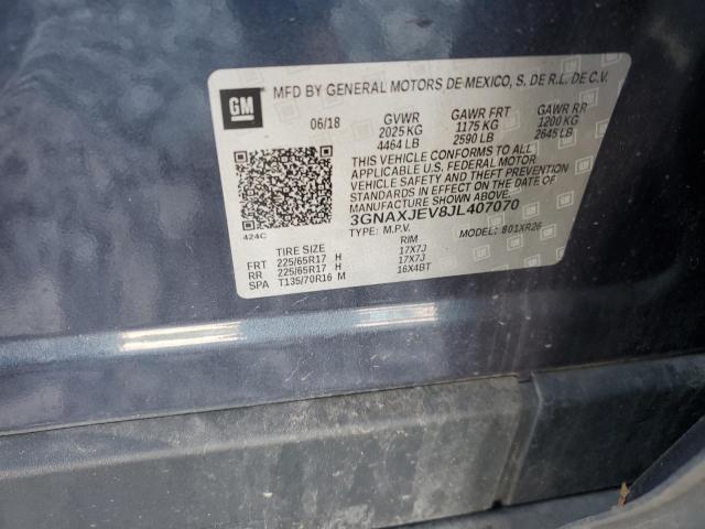 2018 CHEVROLET EQUINOX LT 3GNAXJEV8JL407070