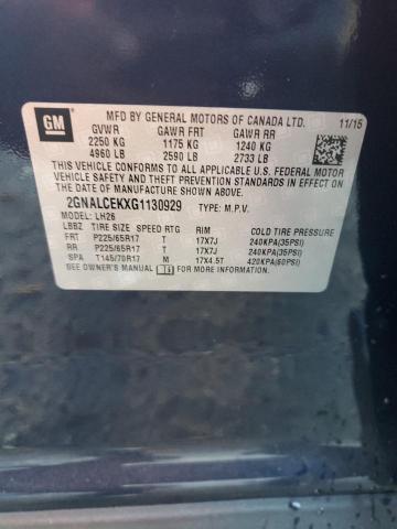 2016 CHEVROLET EQUINOX LT 2GNALCEKXG1130929