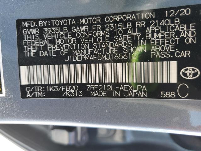 2021 TOYOTA COROLLA LE #3265503575