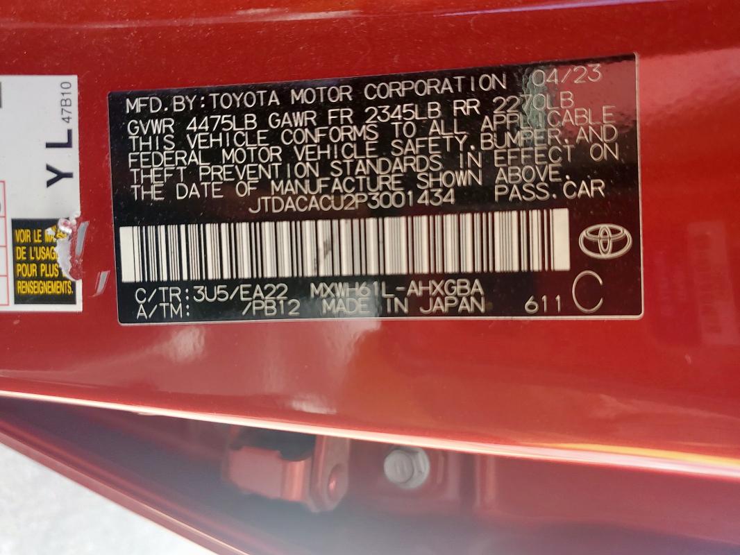 2023 TOYOTA PRIUS PRIM JTDACACU2P3001434