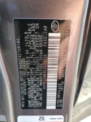 2020 TOYOTA CAMRY XLE 4T1F31AK4LU529256