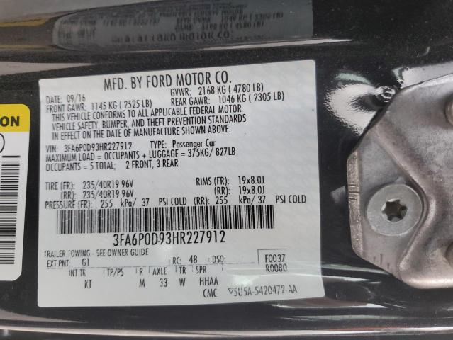 2017 FORD FUSION TIT 3FA6P0D93HR227912