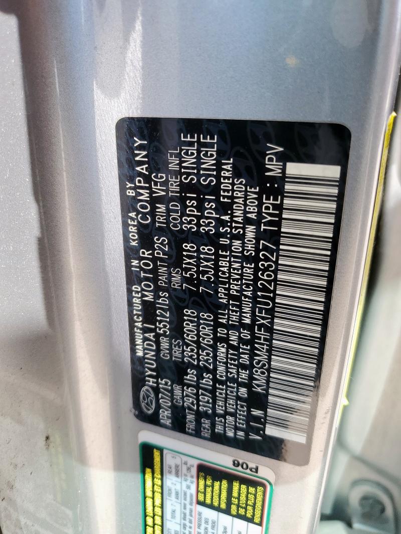 2015 HYUNDAI SANTA FE G KM8SM4HFXFU126327