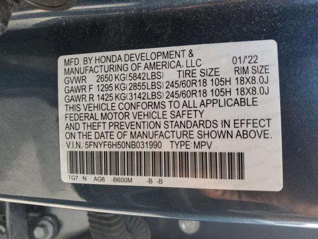 2022 HONDA PILOT EXL #3265291752