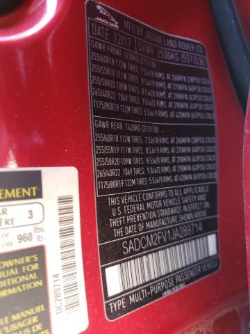 2018 JAGUAR F-PACE S SADCM2FV1JA289714