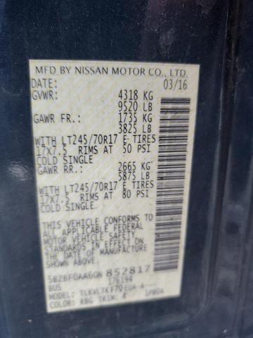 2016 NISSAN NV 3500 S 5BZBF0AA6GN852817