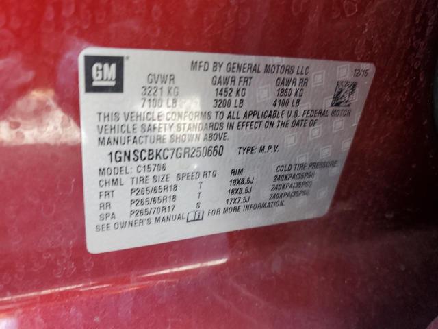 2016 CHEVROLET TAHOE C150 1GNSCBKC7GR250660