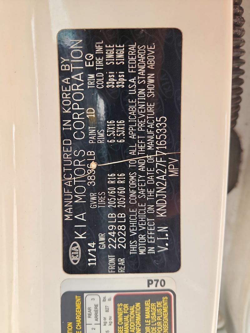 2015 KIA SOUL KNDJN2A27F7165335