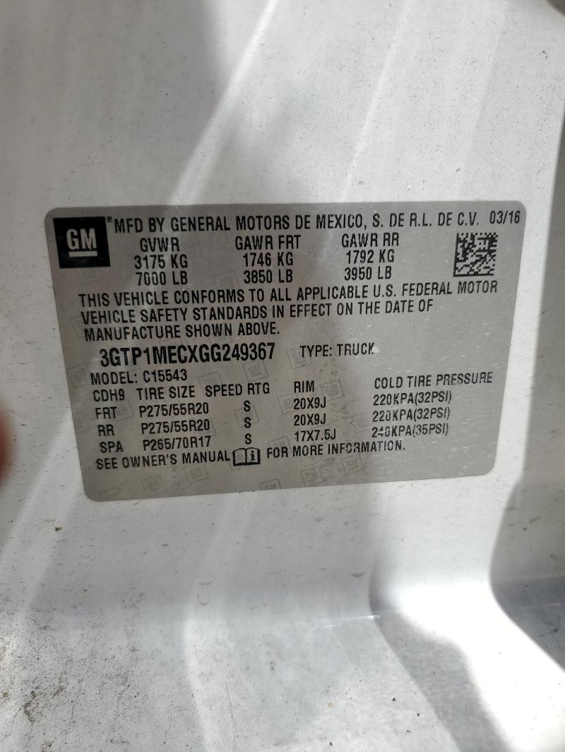 2016 GMC SIERRA C15 3GTP1MECXGG249367