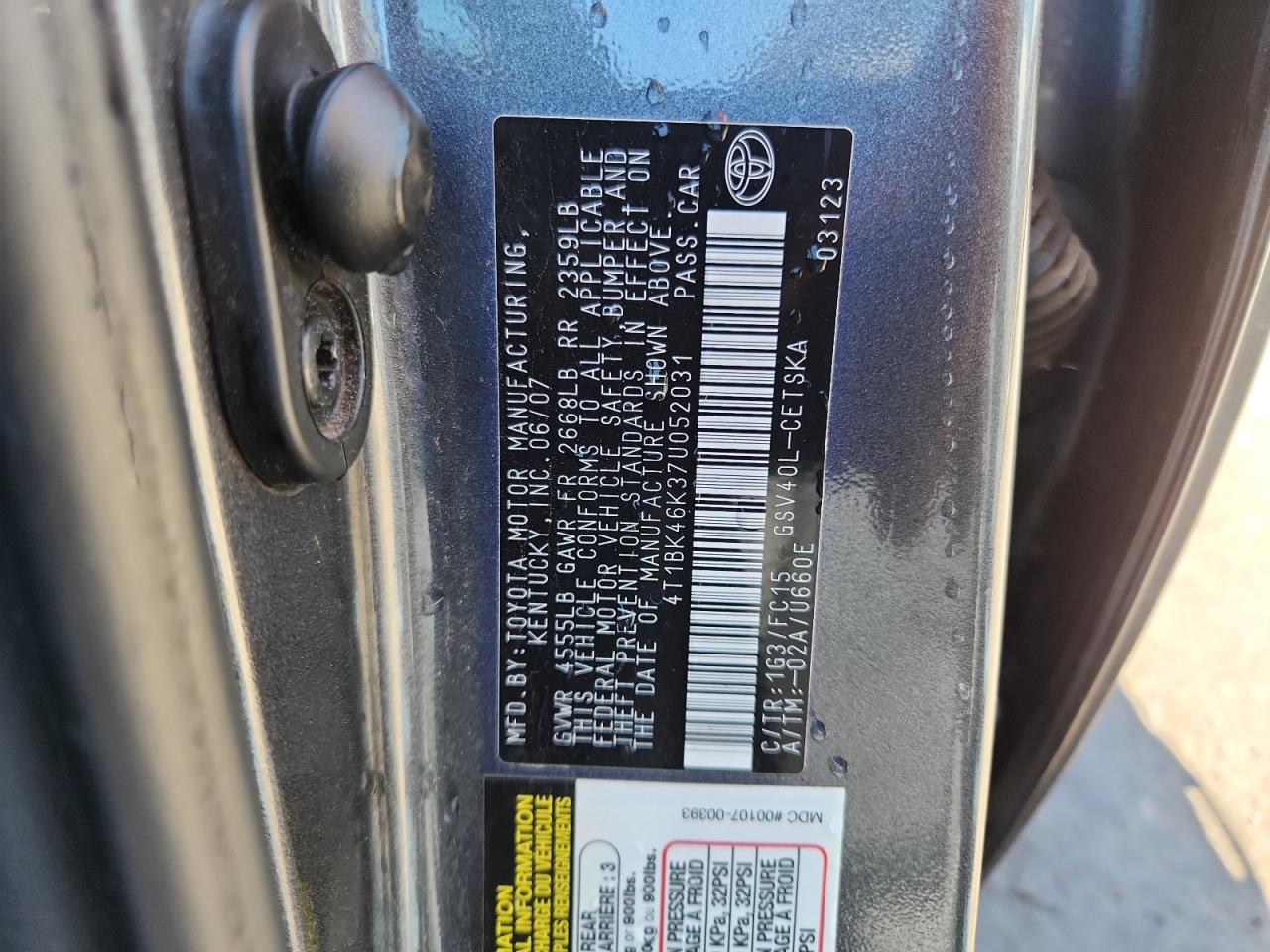 Lot #3275471716 2007 TOYOTA CAMRY LE