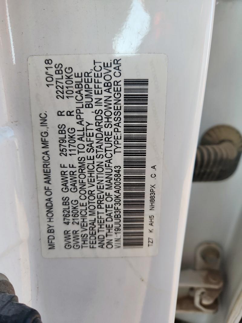 2019 ACURA TLX 19UUB3F30KA005843