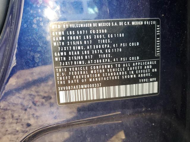 2021 VOLKSWAGEN TIGUAN S 3VV0B7AX3MM008337