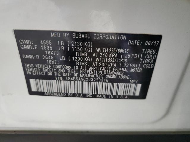 2018 SUBARU OUTBACK 2. 4S4BSANCXJ3223346