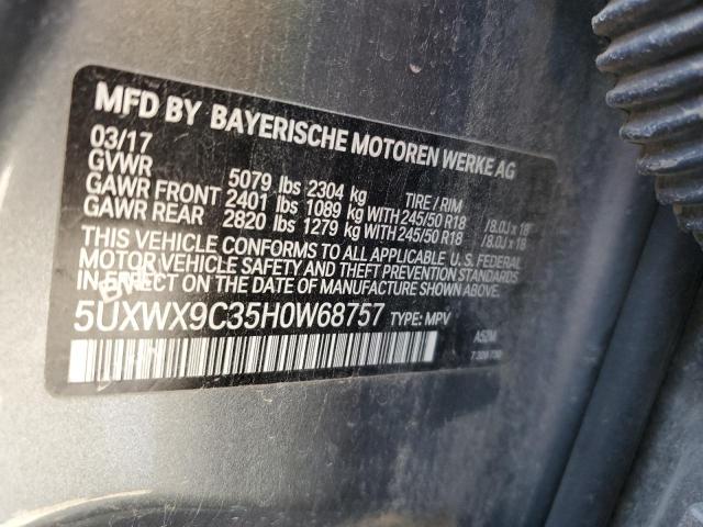 2017 BMW X3 XDRIVE2 5UXWX9C35H0W68757