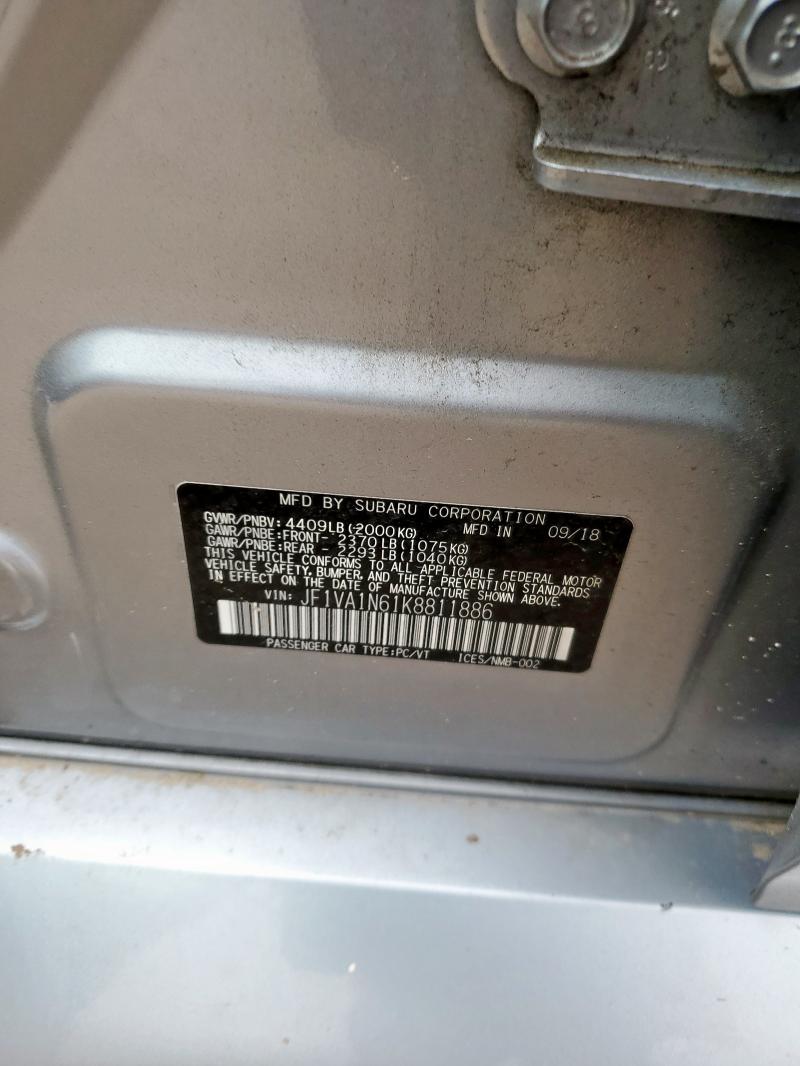 2019 SUBARU WRX LIMITE JF1VA1N61K8811886