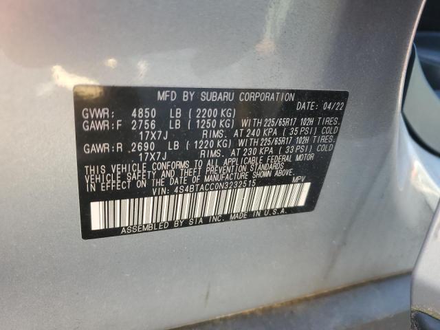 2022 SUBARU OUTBACK PR 4S4BTACC0N3232515