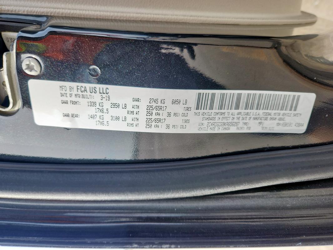 2019 DODGE GRAND CARA 2C4RDGCG9KR656297