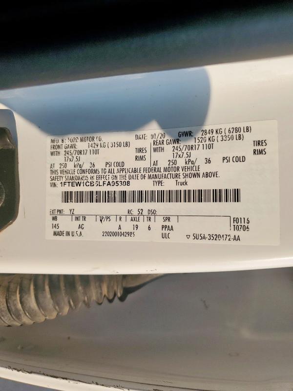 2020 FORD F150 SUPER - 1FTEW1CB5LFA95308