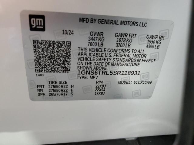 2025 CHEVROLET TAHOE K1500 HIGH COUNTRY 1GNS6TRL5SR118931