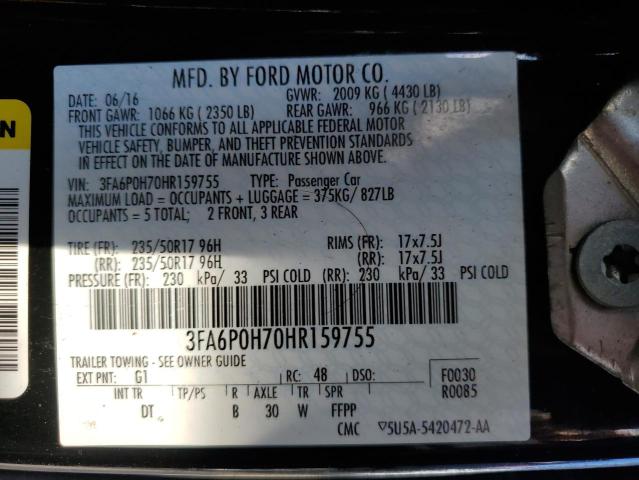 2017 FORD FUSION SE #3246114090