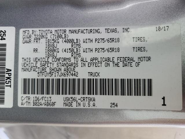 2018 TOYOTA TUNDRA DOU - 5TFUY5F17JX697442