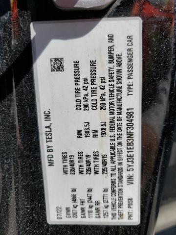2022 TESLA MODEL 3 - 5YJ3E1EB3NF304981