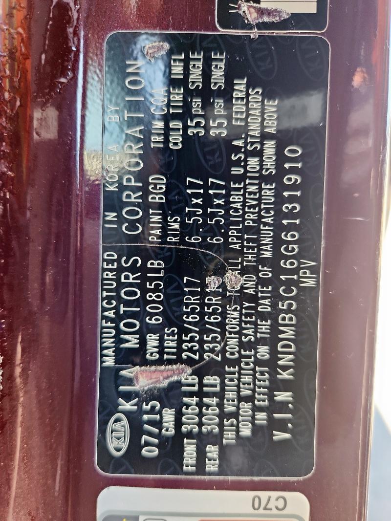 2016 KIA SEDONA LX - KNDMB5C16G6131910