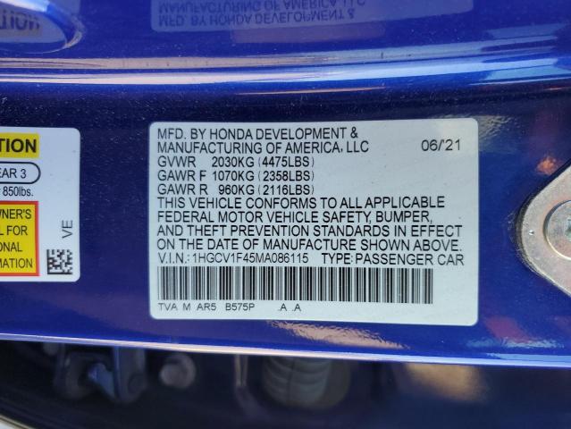 2021 HONDA ACCORD SPORT SE 1HGCV1F45MA086115