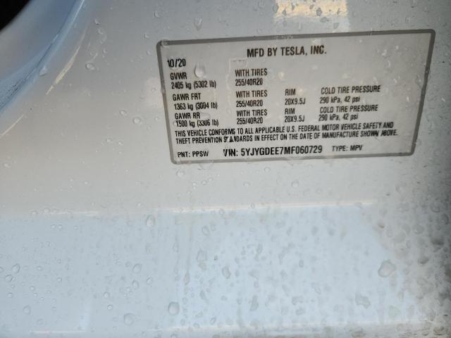 2021 TESLA MODEL Y - 5YJYGDEE7MF060729