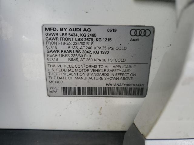 2019 AUDI Q5 PREMIUM WA1ANAFY8K2109882