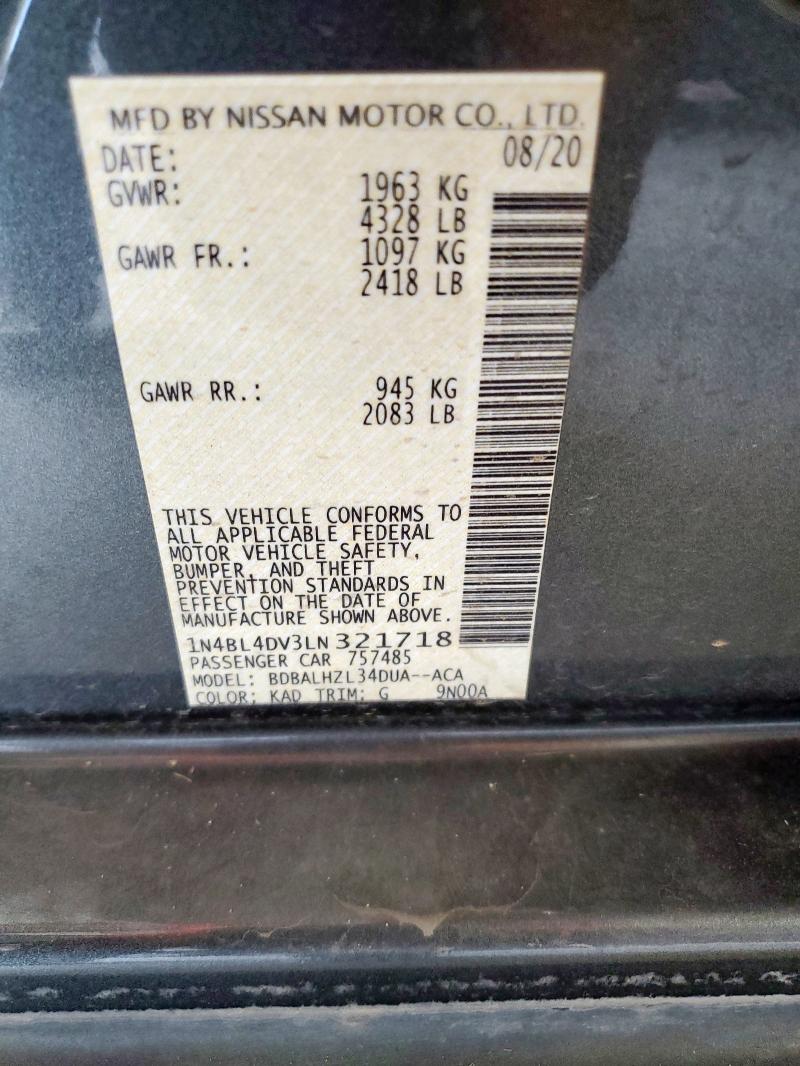 2020 NISSAN ALTIMA SV 1N4BL4DV3LN321718