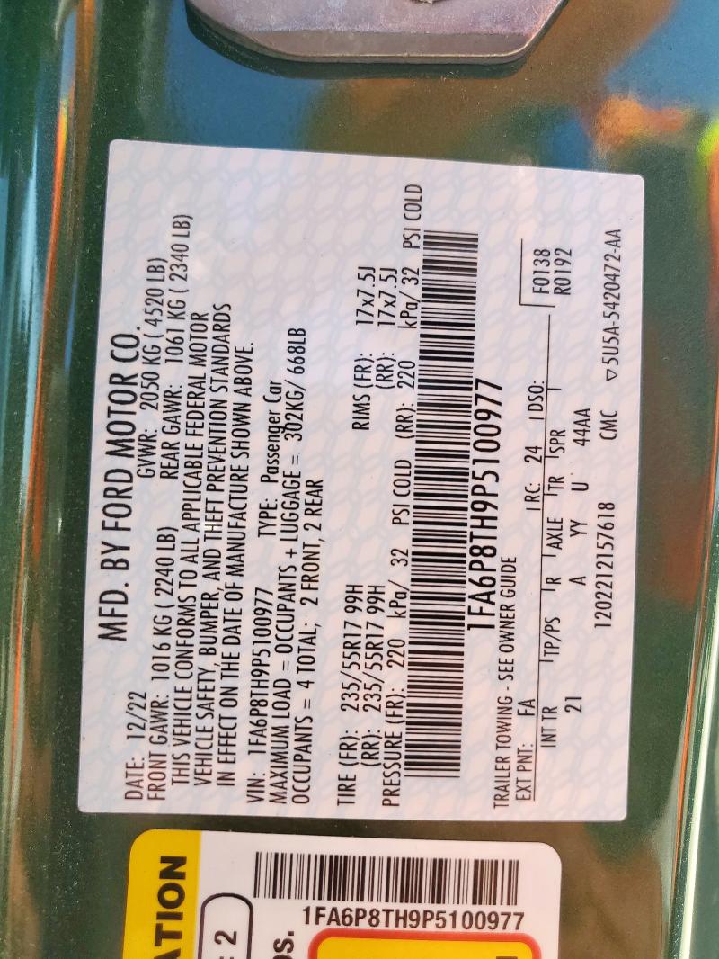 2023 FORD MUSTANG 1FA6P8TH9P5100977