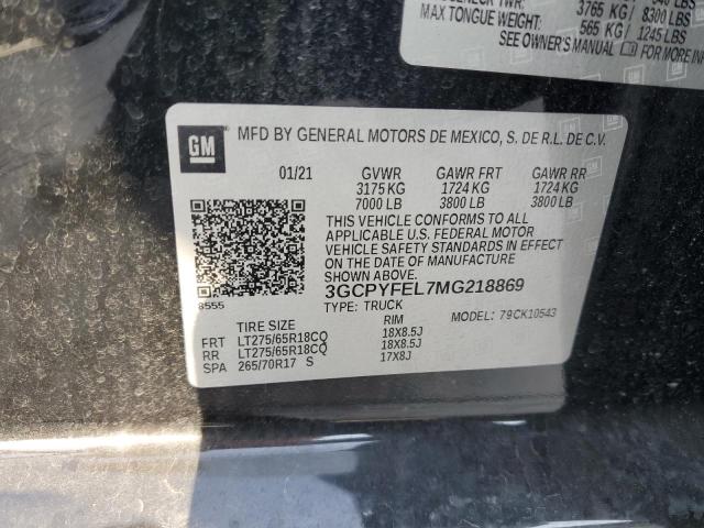 2021 CHEVROLET SILVERADO K1500 LT TRAIL BOSS 3GCPYFEL7MG218869