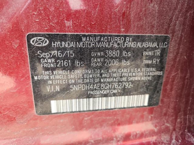 2016 HYUNDAI ELANTRA SE 5NPDH4AE8GH762792