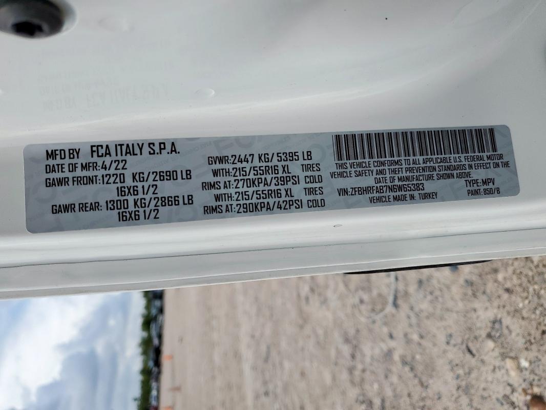 2022 RAM PROMASTER ZFBHRFAB7N6W65383