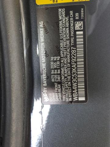 2019 BMW 430I WBA4W3C53KAF92287