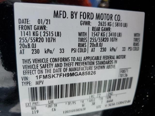 2021 FORD EXPLORER L 1FMSK7FH9MGA85826