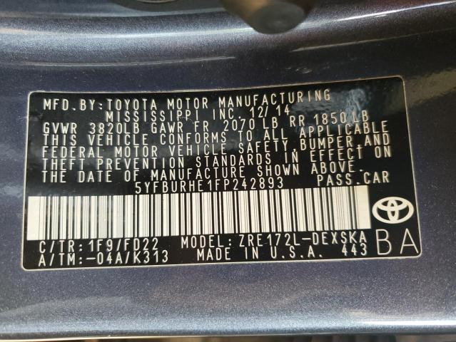 2015 TOYOTA COROLLA L #3276898568