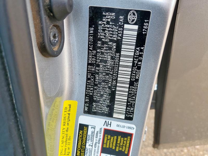 2016 TOYOTA AVALON XLE 4T1BK1EB2GU239096