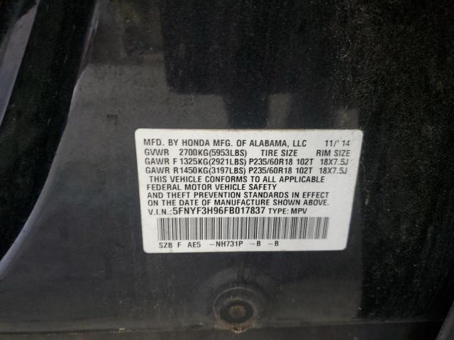 2015 HONDA PILOT TOUR 5FNYF3H96FB017837