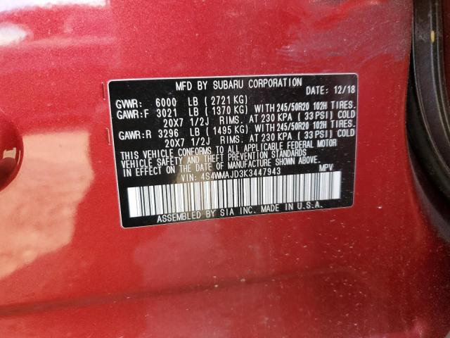 2019 SUBARU ASCENT LIMITED - 4S4WMAJD3K3447943