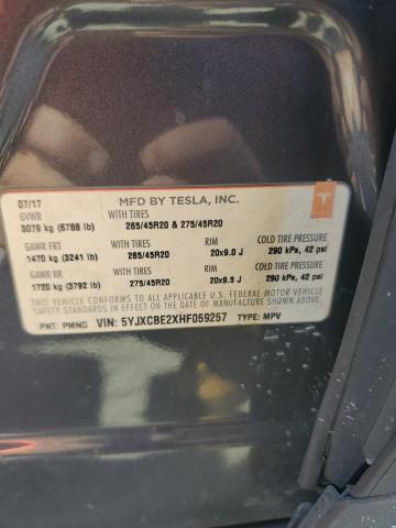 2017 TESLA MODEL X 5YJXCBE2XHF059257