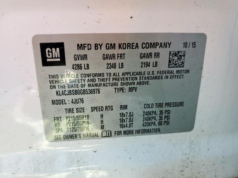 2016 BUICK ENCORE CON KL4CJBSB0GB536976