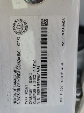 2023 HONDA CIVIC TOUR - 2HGFE1F92PH002489