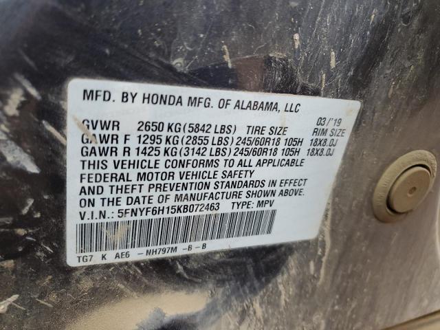 2019 HONDA PILOT LX 5FNYF6H15KB072463