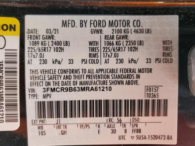 2021 FORD BRONCO SPO 3FMCR9B63MRA61210