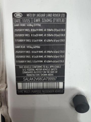2016 LAND ROVER LR4 HSE LU SALAK2V68GA799997