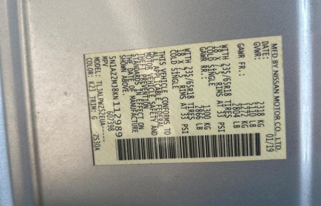 2019 NISSAN MURANO S 5N1AZ2MJ8KN112989