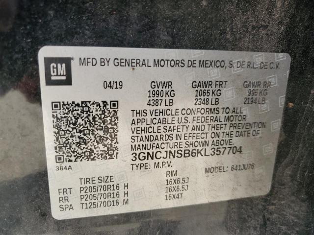 2019 CHEVROLET TRAX LS 3GNCJNSB6KL357704