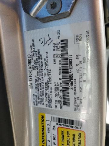2017 FORD FUSION TITANIUM HEV 3FA6P0RU7HR300311
